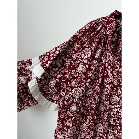 See by Chloé Red Printed Ruffle Blouse IT 34 / US XS – Elegant Designer Top - Picture 3 of 13